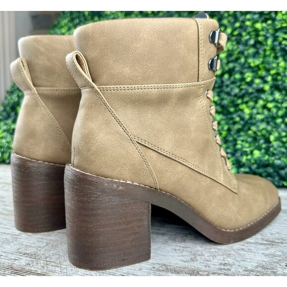 CROWN VINTAGE Hollis Boot Women’s 7M Mocha Lace Up Zip Heel Faux Leather Rugged - Picture 5 of 14